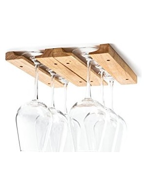Mey İthalat 5025 Wine Cam Wood Çatı, Under Dolap Askısı Holder Storage Organizer