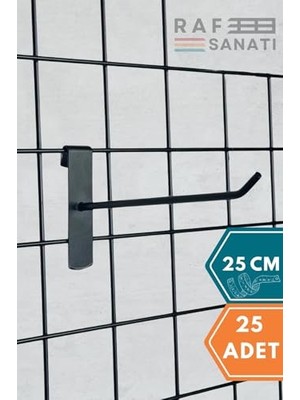 Mey İthalat Askı, Siyah Tel Pano Kancası 25 cm - Kanca Raf Askısı Raf Aksesuar Tel Askı Çorap Kancası (25)