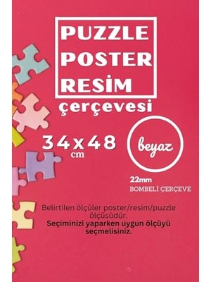 Die Grup 22LIK Kahverengi Puzzle Poster Resim Çerçevesi Pvcli Postersiz Resimsiz Çerçeve (Beyaz, 34X48)