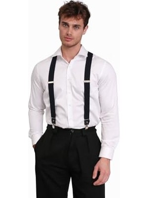 Mey İthalat Cottonlab Erkek Pantolon Askısı; Siyah, Ayarlanabilir Metal Klipsli Suspender