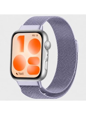 Mey İthalat Huawei Watch Fit 5 Uyumlu Milanese Örgü Metal Mıknatıslı Ayarlanabilir Kordon Lila