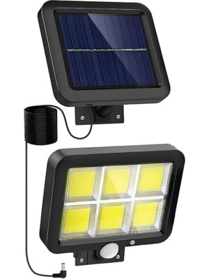 Die Grup Kablolu Güneş Enerjili 120 Cob LED Solar Bahçe Aydınlatması - IP65 Su Geçirmez Cob LED Hareket Sensörlü Duvar Lambası, 3 Modlu Dış Mekan Solar Projektör Projektör Aydınlatma          [enerji Sınıfı A+
