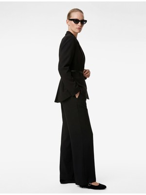 Koton Kemer Detaylı Uzun Kollu Peplum Kruvaze Yaka Blazer Ceket