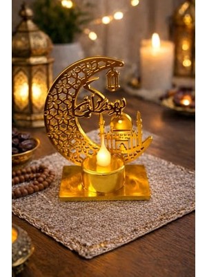 Trendexa Gold Şamdanlı Pilli Sarı LED Işık Şeridi, Askılı Fener Süsü