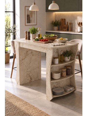 Sulorahome Mutfak Adası ve Kahvaltı Masası Raflı Çok Amaçlı Masa 120X60 cm