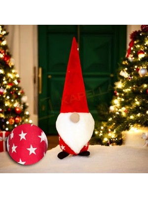 Trendexa Kırmızı Yıldız Desenli Noel Baba Yılbaşı Biblosu