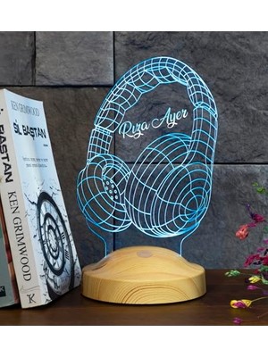 Trendexa Müzisyen Hediyesi, Kulaklık Şeklinde Kişiye Özel 3D LED Lamba