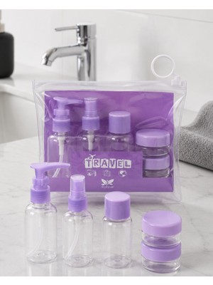 Adalı Store Seyahat Tipi Kozmetik Dolum Şişesi Seti Şeffaf 5 Parça Tasarım