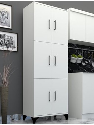 Trendexa Dolap, % 100 Mdflam Çok Amaçlı Kiler, Balkon, Banyo 6 Kapaklı GENIŞLK71 cm