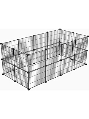 Trendexa 24 Panel Küçük Hayvan Kedi Köpek Kuş Evi Kafesi Oyun Parkı Portatif Modüler Taşınabilir Metal Tel
