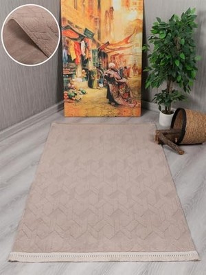 Trendexa Modern Dekoratif Lara Dokuma Salon, Oturma Odası, Balkon, Mutfak Halısı ve Koridor Yolluğu 9401C Vizon 160 x 230