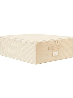 Trendexa Orta Boy Bej Balıksırtı Destekli Kutu Hurç 45 x 55 x 18 cm