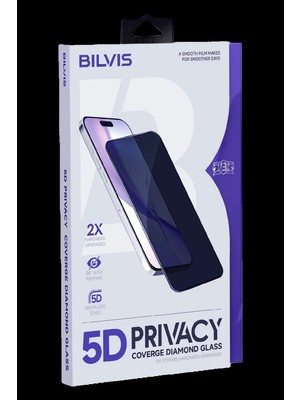 Bezos Apple iPhone 17 Pro Uyumlu Bilvis 5d Privacy Diamond Hayalet Cam Ekran Koruyucu