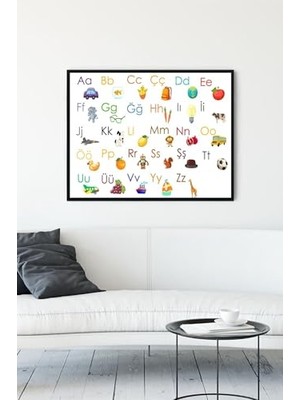 Trendexa (PSTER13593) Türkçe Alfabe Eğitim Çerçeveli Tablo (30 x 40 Cm)