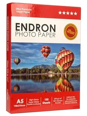 Trendexa 15 x 21 cm Inkjet Fotoğraf Kağıdı Ultra Premium 100 Adet 270 G Mürekkep Yazıcı Uyumlu A5 148MMX210 mm Parlak