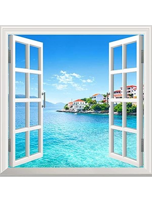 Trendexa Pencere Poster Duvar Kağıdı Yunanistan Firkardo Yapışkanlı Sticker