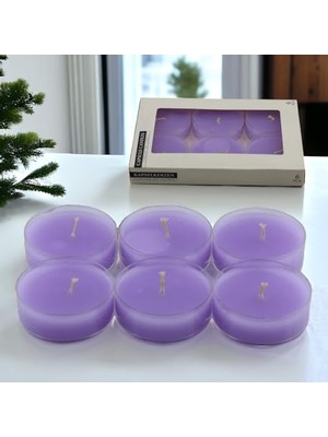 Trendexa Mor Kokulu Kapsül Tealight Mum, 6X35 G; Fitilli Mumluk Mumu