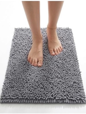 Trendexa Şönil Mikro Elyaf Banyo Paspası, Beyaz, 40X60 Cm, Uzun Tüylü, Yüksek Emicilik, Makinede Yıkanabilir (Gri)