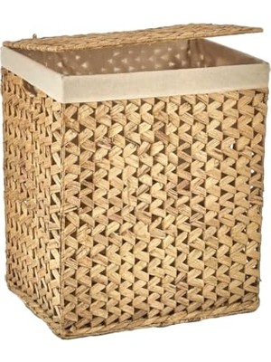 Trendexa El Yapımı Doğal Hasır Katlanabilir Kirli Çamaşır Sepeti, Balıksırtı Desenli, Rattan, 44X34CMYÜKSEKLIK 54 cm