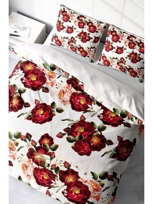 Trendexa Red Rose Naturel Çift Kişilik Nevresim Takımı, MONOHOME4456