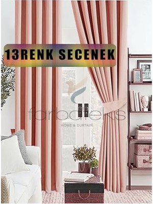 Trendexa Pudra Gülkurusu Pembe Kalın Blackout Güneşlik Karartma Fon Perde Düz Dikim 460 x 250