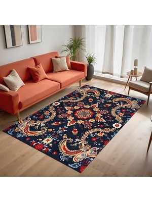 Trendexa Vintage Şönil Kaymaz Doğal Pamuk Tabanlı, Yıkanabilir Antibakteriyel Çevre Dostu Salon Halısı 100X150