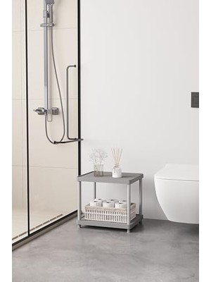 Trendexa Mutfak ve Banyo Rafı Sehpa Gri 33X40 2 Katlı Ekstra Geniş Düzenleyici