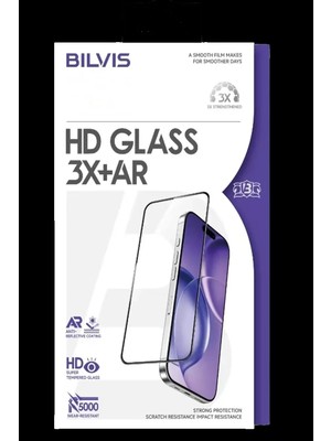 Bezos Apple iPhone 17 Pro Uyumlu Bilvis 3x Ar Hd Cam Ekran Koruyucu - Siyah