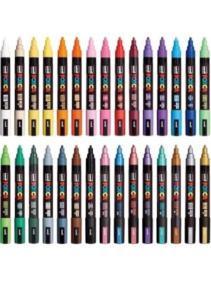 Trendexa Posca Pc-5m 1.8-2.5 mm Akrilik Boyama Markeri, 30'lu Set