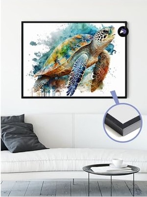 Trendexa PSTER21154 Caretta Kaplumbağa Süzülüşü Hayvan Çerçeveli Tablo - Çerçeveli Poster 40 x 50