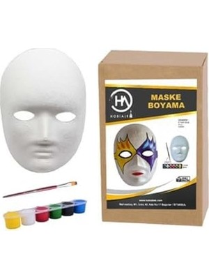 Trendexa Maske Boyama Seti; Eğitici Maske Boyama, 6'lı Boya Maske ve Fırça, Eğlenceli Aktivite