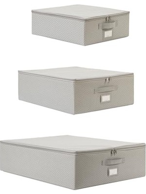 Trendexa 3'lü Gri Balıksırtı Destekli Hurç Seti, 31 x 38 x 12 + 45 x 55 x 18 + 55 x 70 x 18 cm
