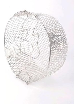 Trendexa Paslanmaz Metal Tel Fritöz Süzgeci Kulplu Kızartma Tenceresi Uyumlu Fritöz Teli Yağ Süzdürme ve Kızartma Aparatı (22 Cm)