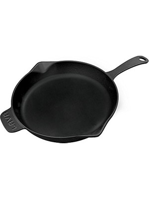 Trendexa Metal Döküm Yuvarlak Kızartma Tavası; Metal Kulplu, 28 Cm, Siyah