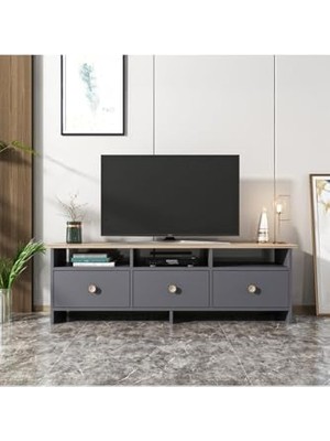 Trendexa Antrasit ve Çırağan Renkli Kapaklı Tv Ünitesi Sehpası