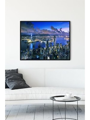 Trendexa (PSTER11262) Hong Kong Manzara Çerçeveli Tablo 2 (30 x 40 Cm)