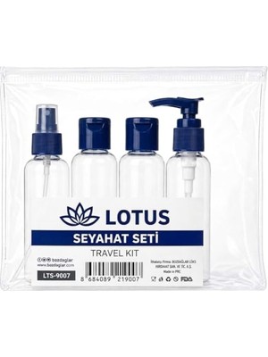 Trendexa Şeffaf Seyahat Seti, 4 Parça, Lacivert