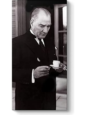 Trendexa Atatürk'ün Türk Kahvesi Içerken Tasvir Edildiği Kanvas Tablo 40 x 80