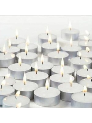 50 Li 4 Saat Yanan Tealight Mum Beyaz Tea Light 50 Adet