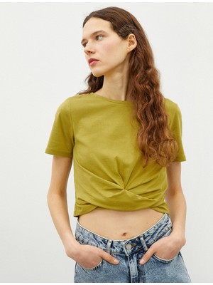Koton Crop Tişört Büzgülü Pamuklu