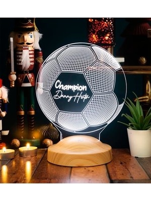 Trendexa Futbol Topu Temalı Kişiye Özel Logolu 3D LED Gece Lambası