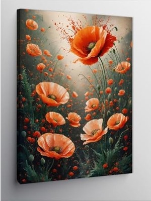 Trendexa Kanvas Tablo Kırmızı Gelincik Çiçeği 50 cm x 70 cm