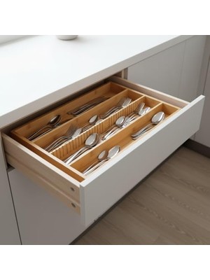 Trendexa Bambu Çekmece Içi Düzenleyici, 37.5X25X4 Cm, 4 Bölmeli, Hareketli Ayırıcılar