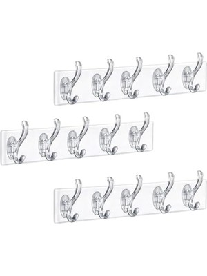 Trendexa 3 Adet 5'li 29 x 7 Silikon Askı, Şeffaf, Kendinden Yapışkanlı