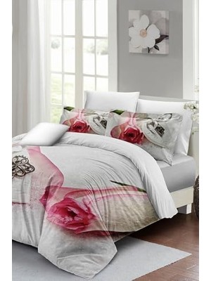 Trendexa Sevgililer Günü Çift Kişilik Nevresim Takımı Pamuk Saten White Love, MONOHOME24482