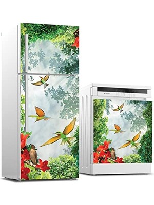 Trendexa 3D Renkli Kuşlar Desenli Beyaz Eşya Sticker Kaplaması