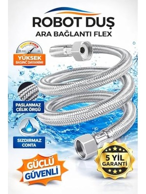 Trendexa 70 cm Robot Duş Ara Bağlantı Flex Hortumu, Paslanmaz Çelik Örgü, Epdm Iç Boru