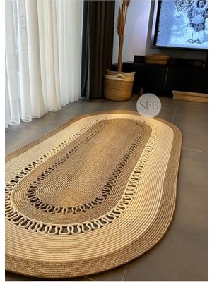 Trendexa Jüt; Hasır, Kilim, Paspas, Yolluk, Jüt Halı, Jüt Paspas, Dekoratif Kilim, Bohem Tarzı Kilim, Kilim 100 x 150 Hasır-Bej