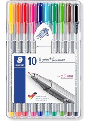 Trendexa 334 SB10 Triplus Üçgen Fineliner 0.3 mm 10'lu Set