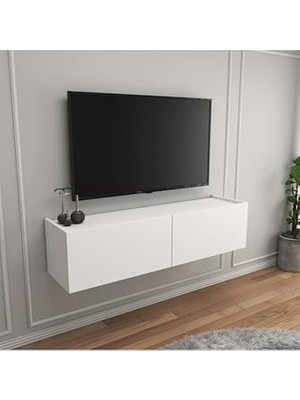 Trendexa Beyaz 100 cm Tv Ünitesi; Sehpa, Duvar Rafı ve Kitaplık